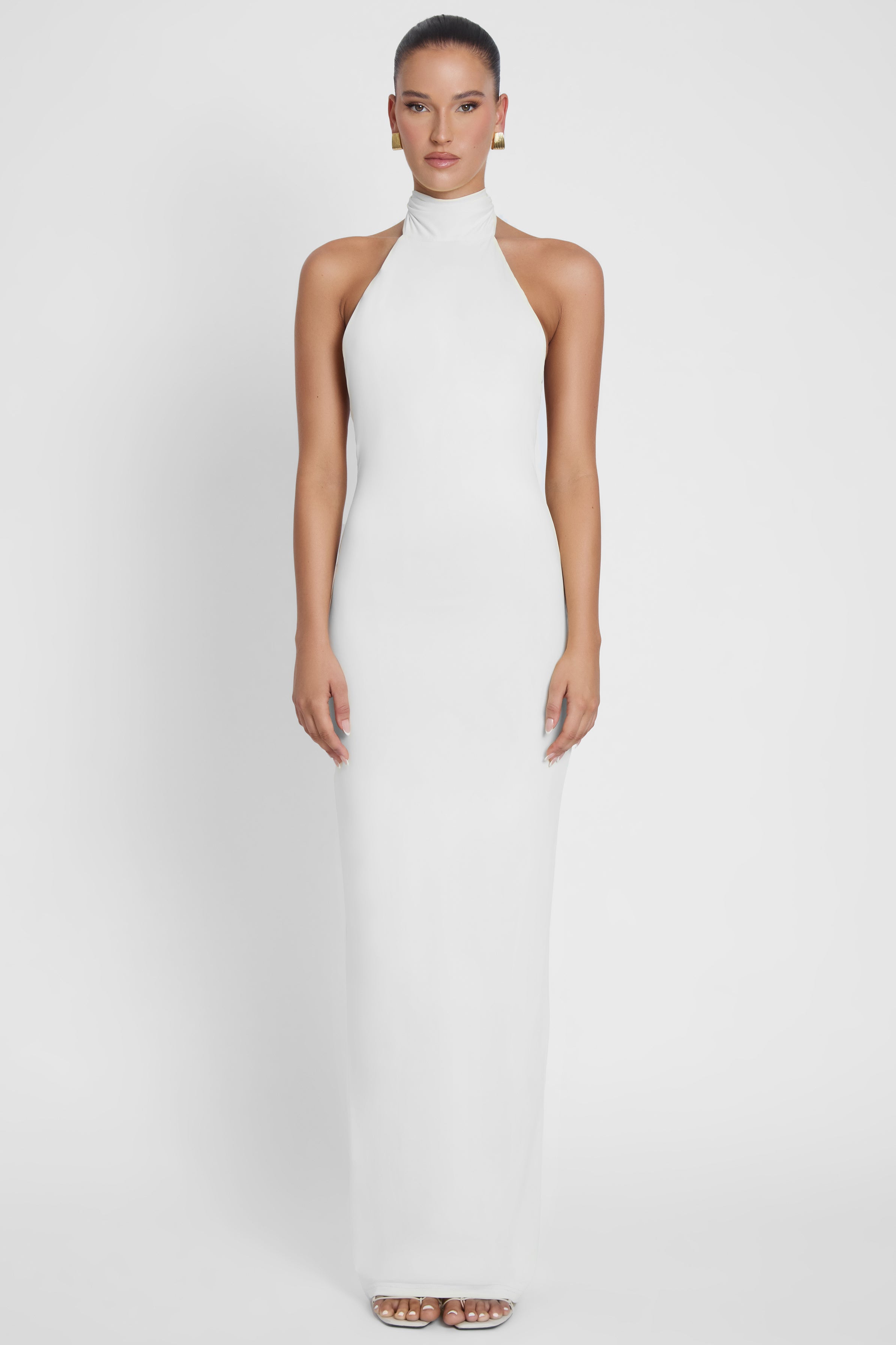 Alaia Drape Maxi Dress - White