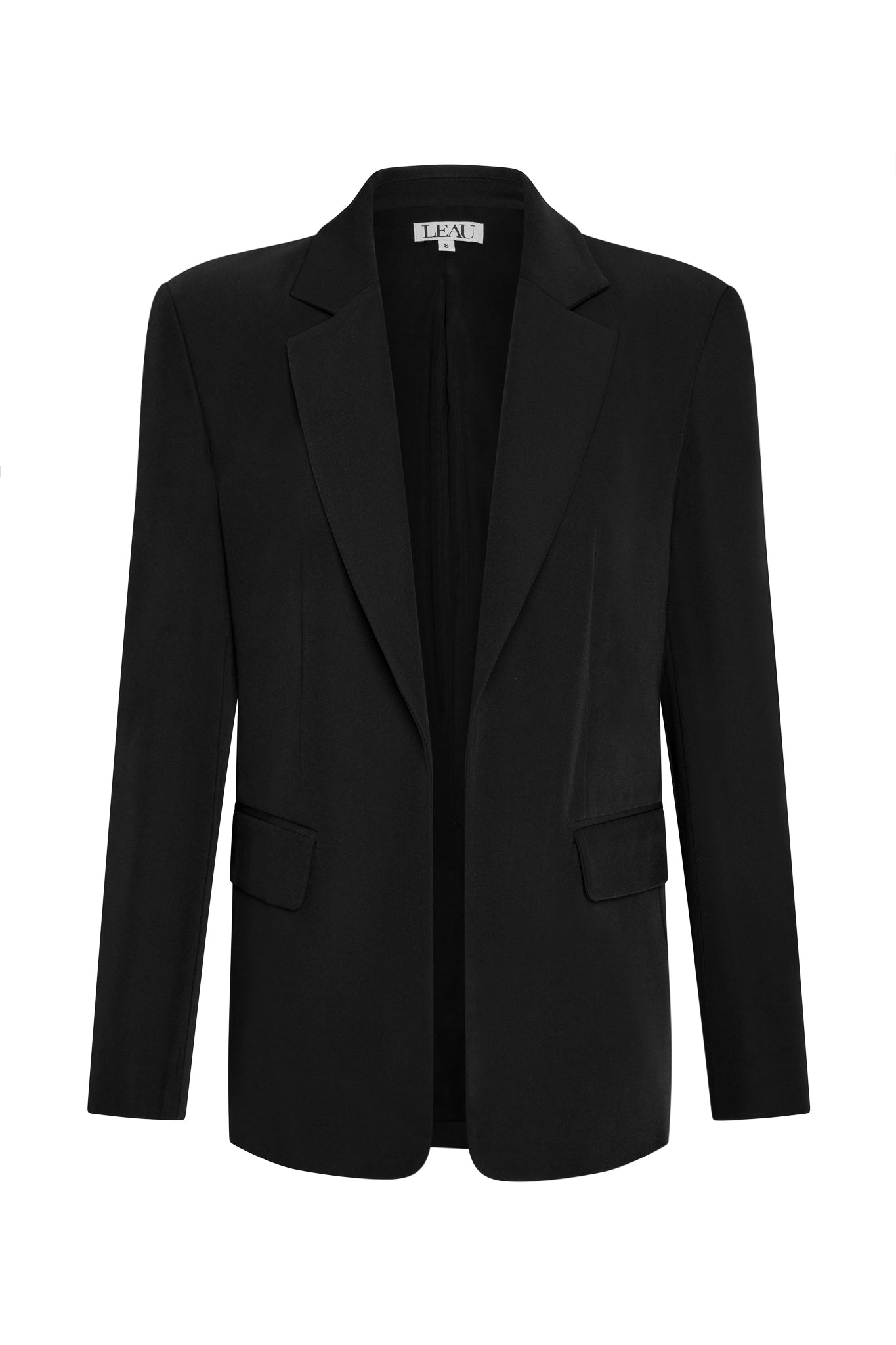 Classic Column Oversized Blazer in Black, front view.