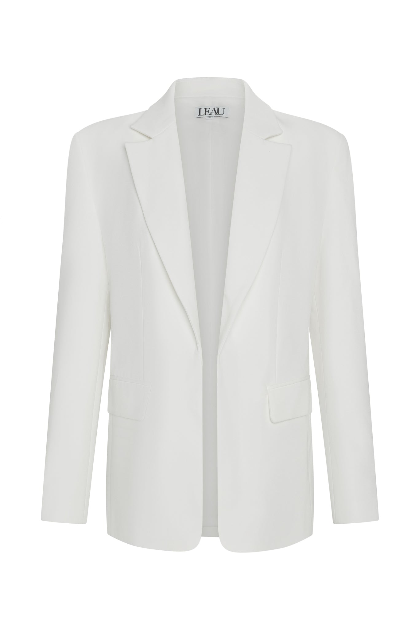 Classic Column Oversized Blazer in White, front view.