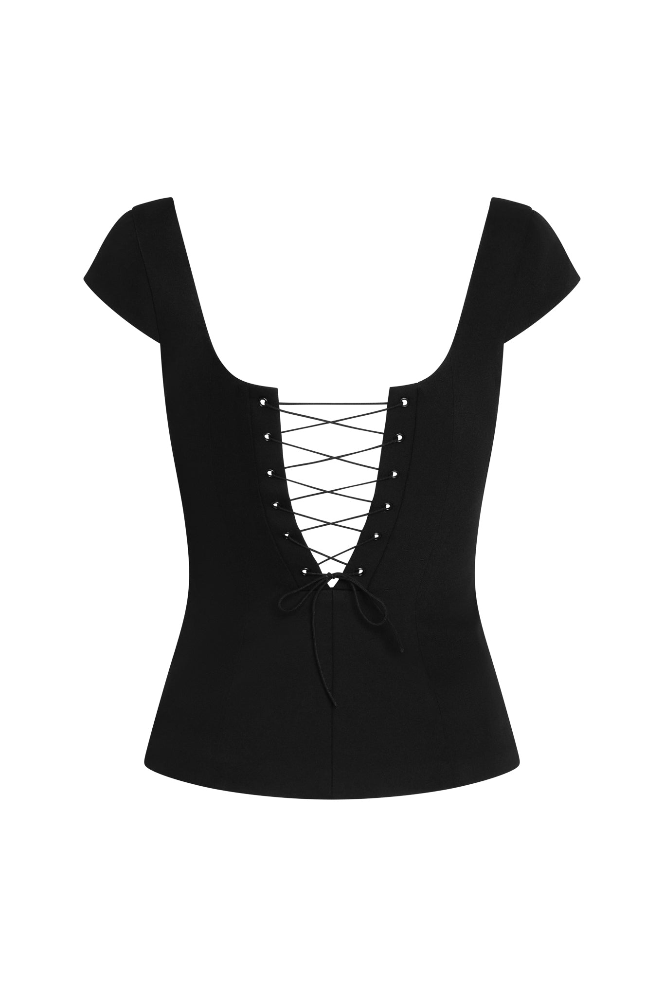 Esme Contour Corset Top in Black, back view.