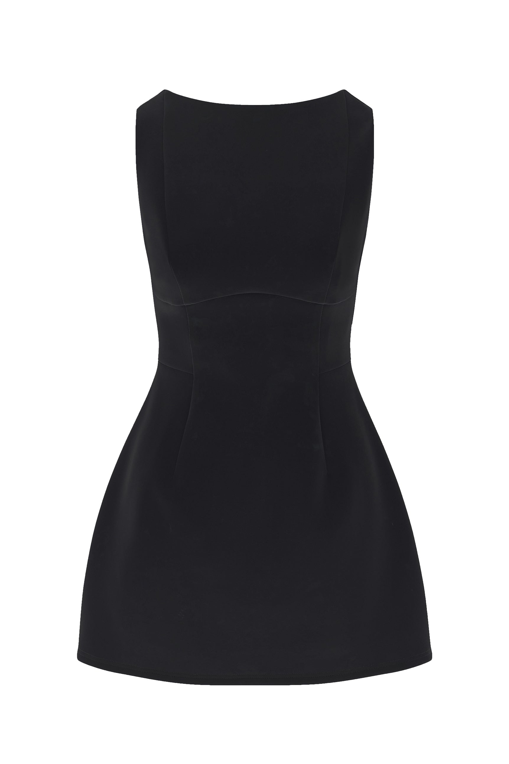 Estelle Sleeveless Bustier Mini Dress in Black, front view.