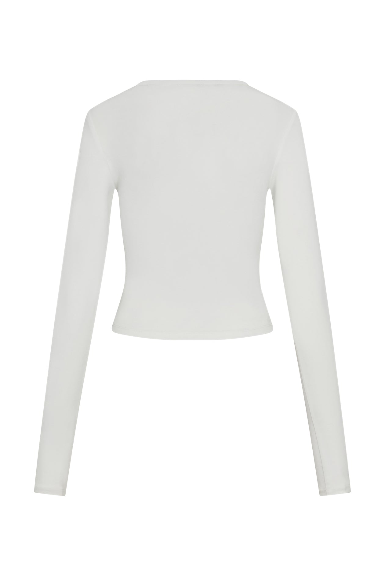 Everyday Jersey Long Sleeve Top in White, back view.