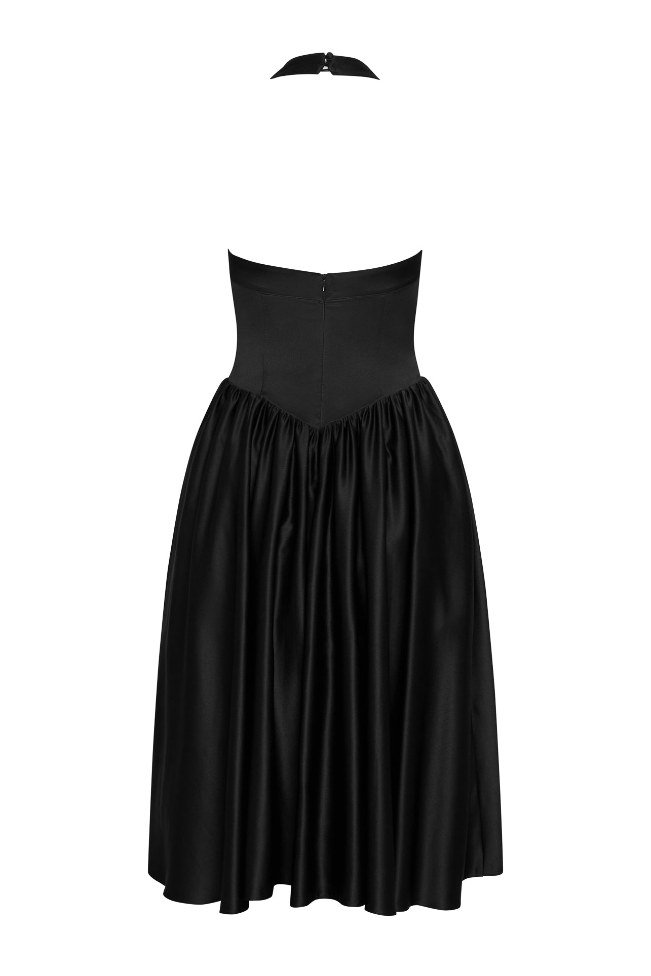 Hart Halter Corset Midi Dress in Black, back view