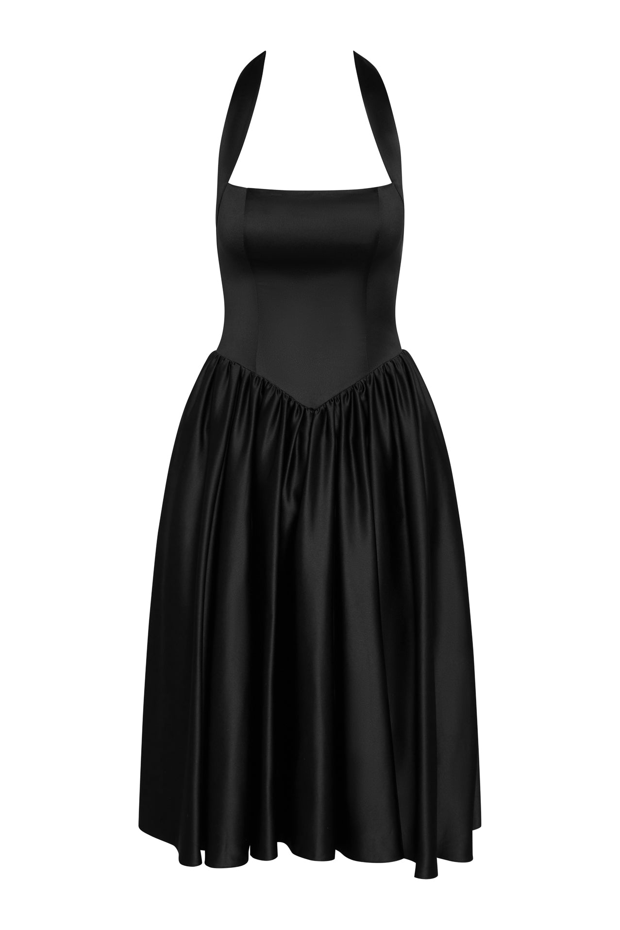Hart Halter Corset Midi Dress in Black, front view