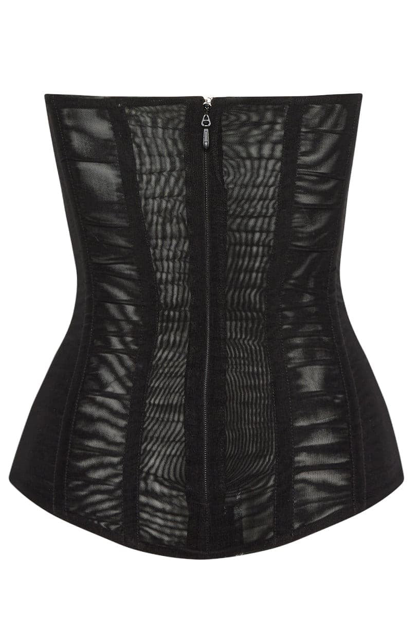 Muse Mesh Corset Top in Black, back view.