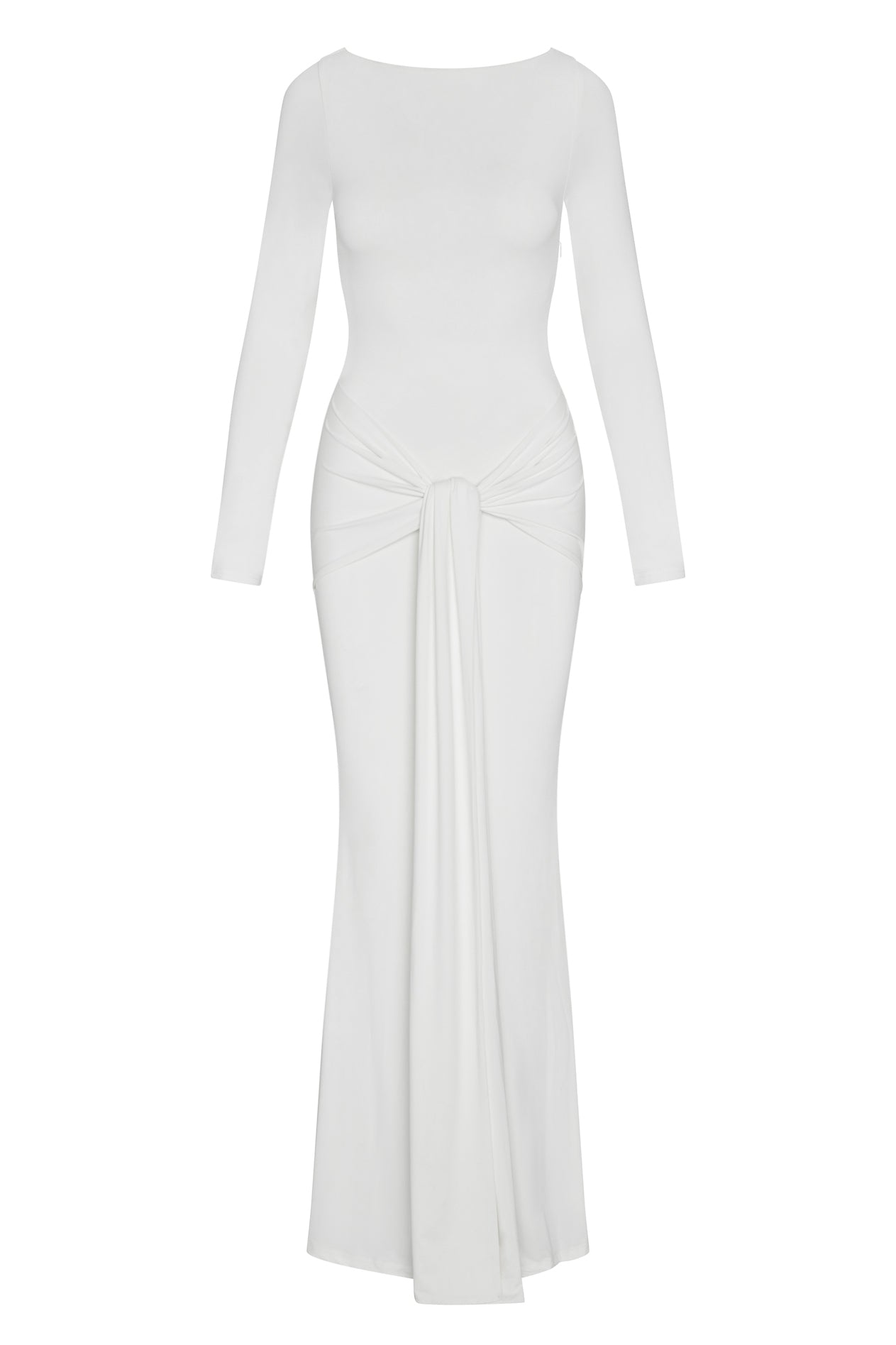 Oasis Knot Maxi Dress in White, front view.