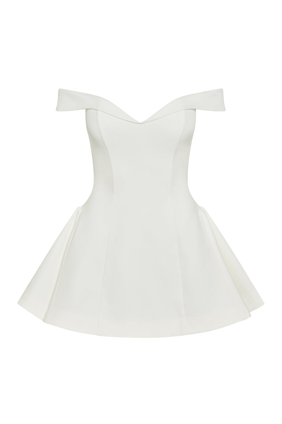 Raquel Babydoll Corset Mini Dress in White, front view.