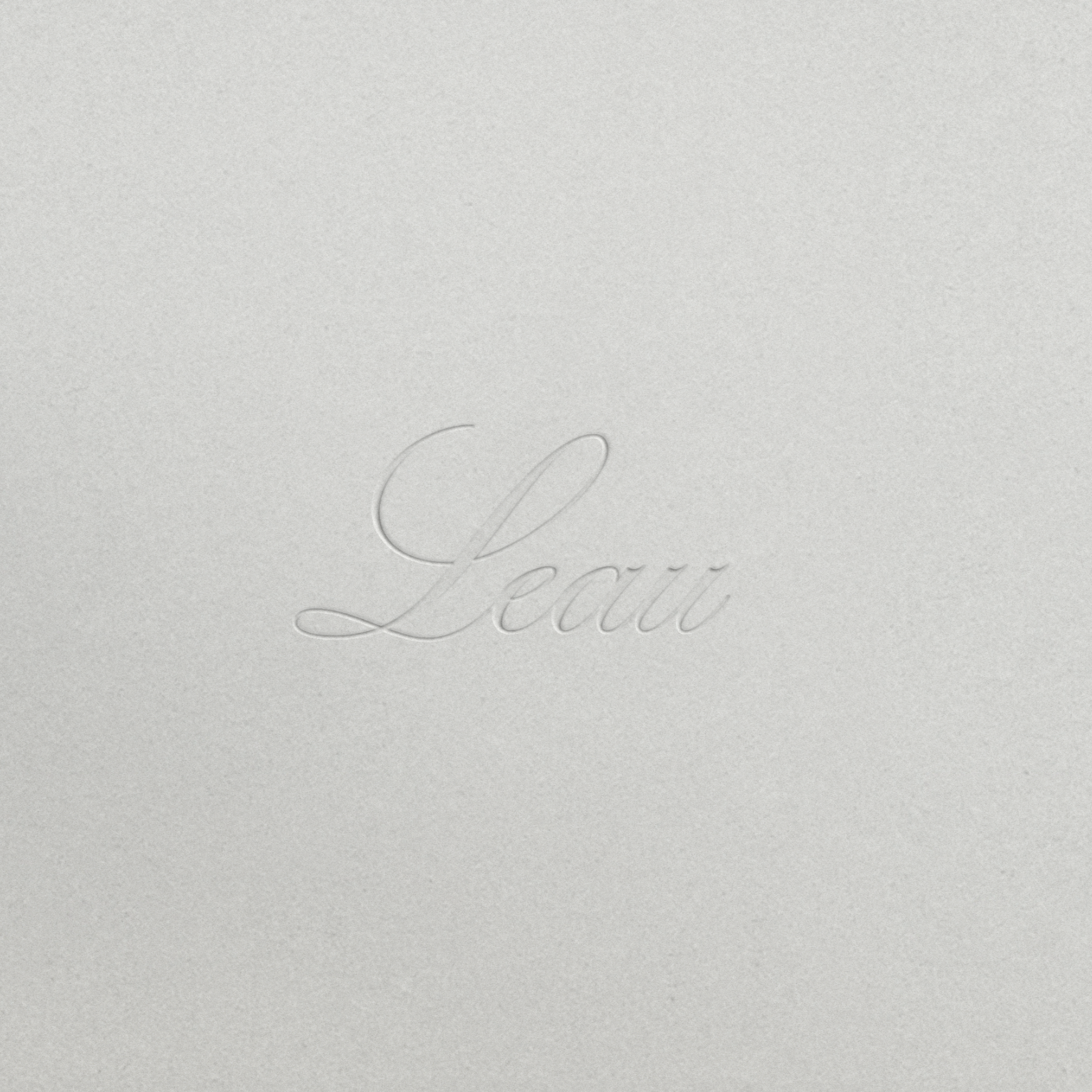 Light gray background with 'Leau' logo in the center